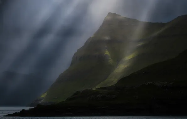 Sea, mountain, beauty, fabulously, Georgy Bychkovsky, Rays of light