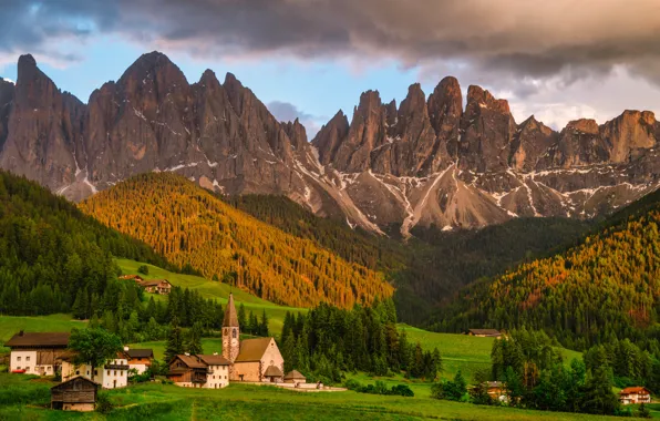 Forest, clouds, light, mountains, rocks, the slopes, ate, Alps