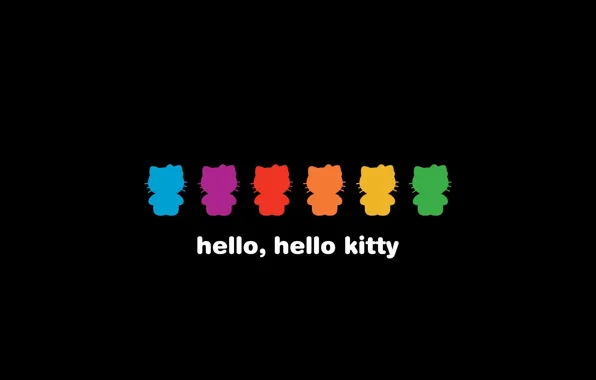 Color, black background, Hello Kitty, kitty