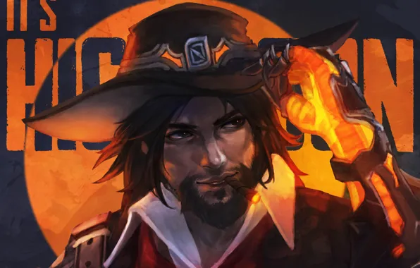 Picture hat, cowboy, art, van helsing, Overwatch, McCree