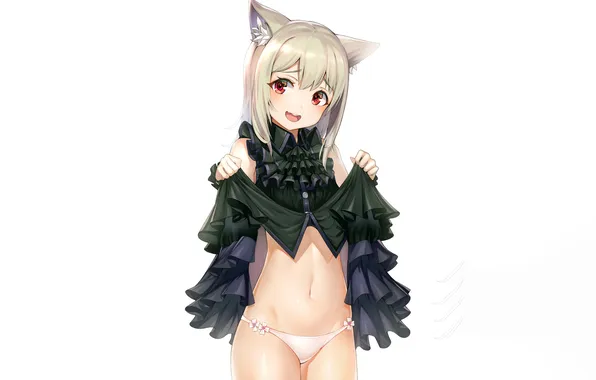 Girl, sexy, lingerie, pantsu, panties, long hair, dress, animal ears