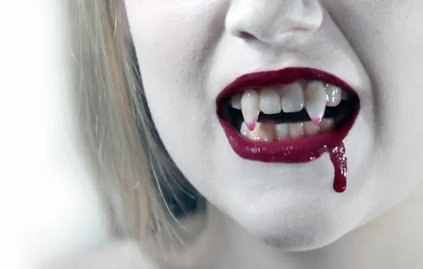Picture girl, blood, fangs