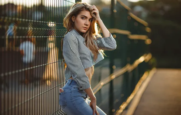 Picture ass, look, girl, pose, hair, jeans, blonde, Anastasia