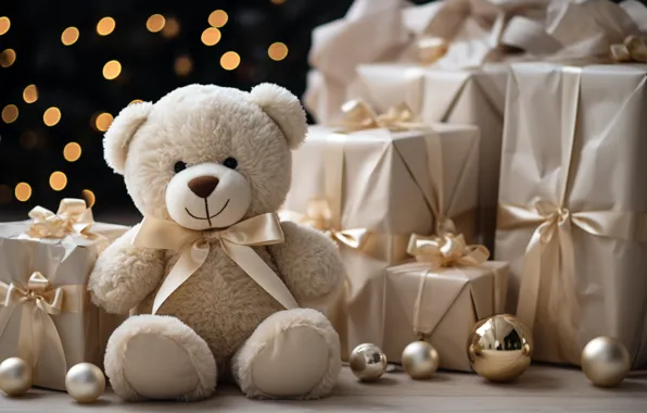 Toy, bear, Christmas, bear, gifts, New year, bear, Teddy