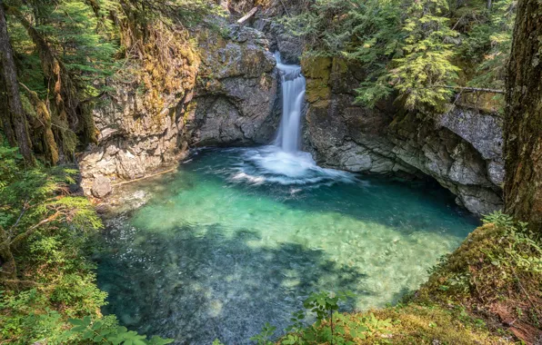 Picture landscape, nature, lake, waterfall, beauty