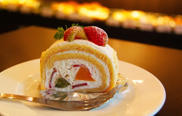 Strawberry, dessert, roll