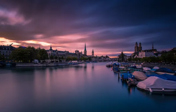 Picture Sunset, Zurich, Classic view