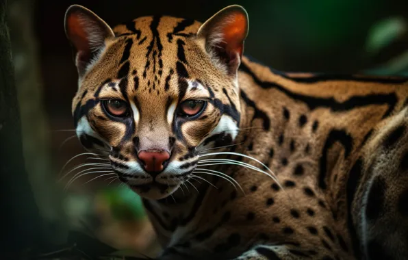 Look, face, pose, portrait, wild cat, ocelot, AI art, neural network