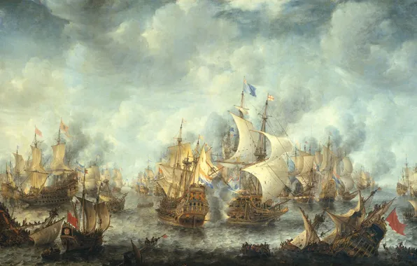 Picture oil, picture, canvas, Ian Abraham Bearstate, Battle in Terheide. On 10 August 1653, Jan Abrahamsz …