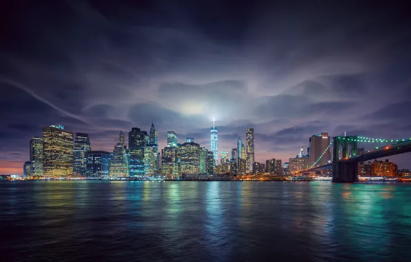 The city, lights, New York, the evening, USA