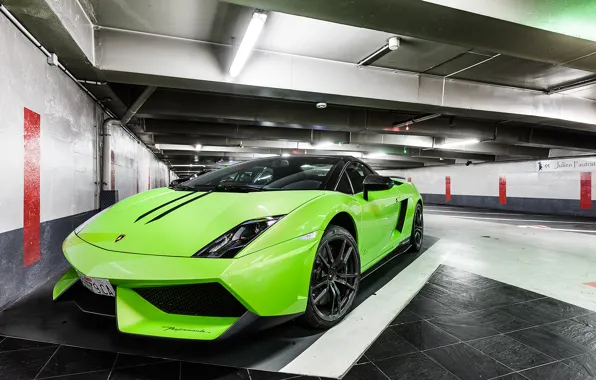 Auto, Lamborghini, supercar, Gallardo, green, Spyder, LP570-4, Performante