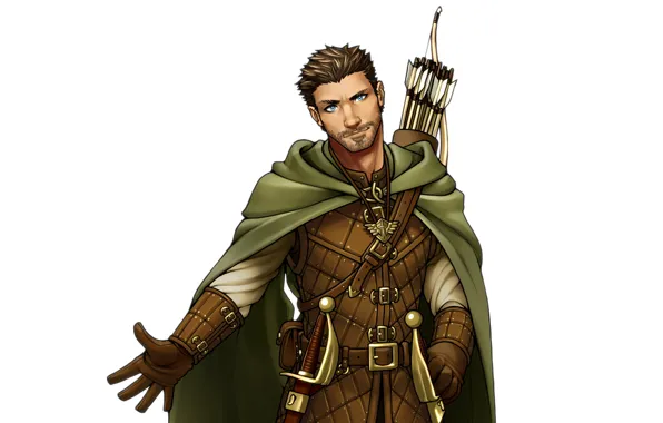 Bow, art, male, cloak, arrows, quiver, Archer