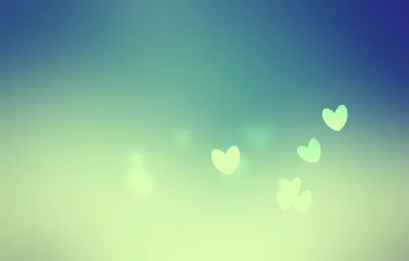 Green, background, hearts, hearts