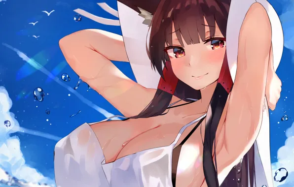 Girl, sexy, lingerie, bra, long hair, boobs, anime, beautiful