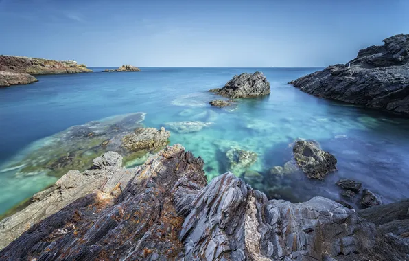 Sea, rocks, Spain, Cabo de Palos, Murcia