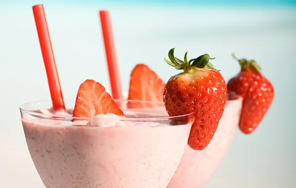 Strawberry, cocktail, dessert, strawberry, cocktail, dessert, milkshake, fresh berries