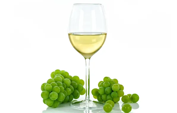 Picture wine, glass, grapes, white background