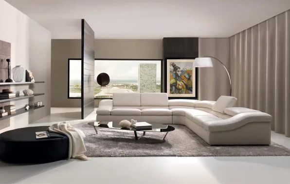Carpet, interior, floor lamp, table, living room, area