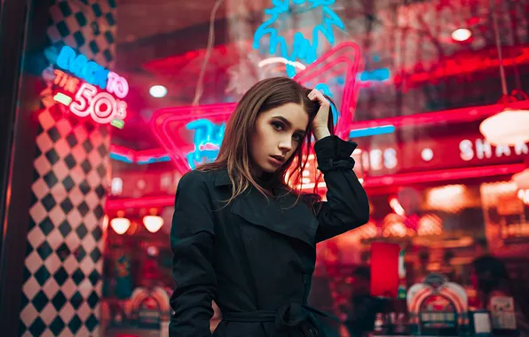 Wallpaper look, lights, pose, model, portrait, makeup, hairstyle, brown hair