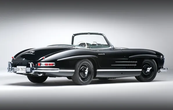 Black, convertible, classic, mercedes-benz, Mercedes, rear view, 1957, beautiful car