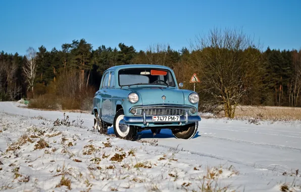 Winter, machine, Moskvich 407