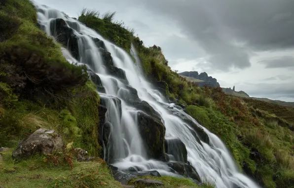 Picture mountains, waterfall, Scotland, river, Scotland, Skye, Highland