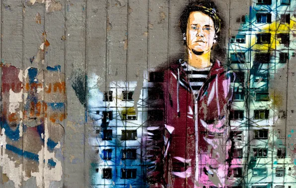 The city, wall, grafiti