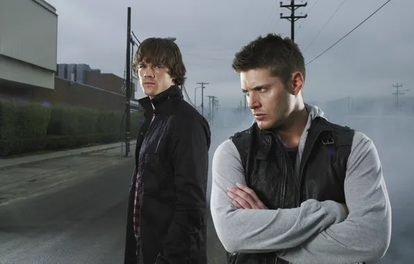 Picture road, posts, the series, guys, actors, brothers, men, Supernatural