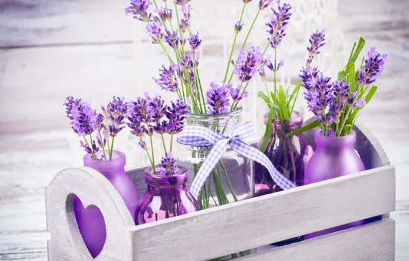 Box, lavender, bottle