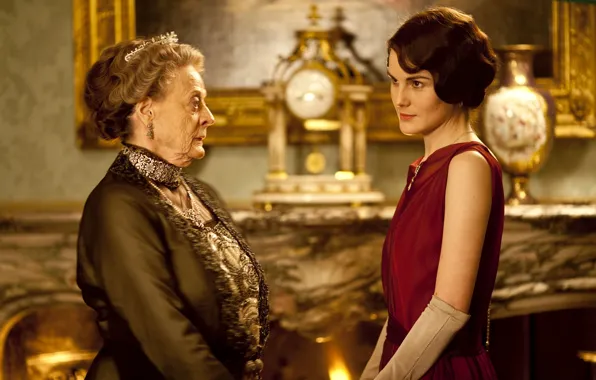 Picture actress, the series, drama, characters, Downton Abbey, Michelle Dockery, Mary Crowley, Maggie Smith