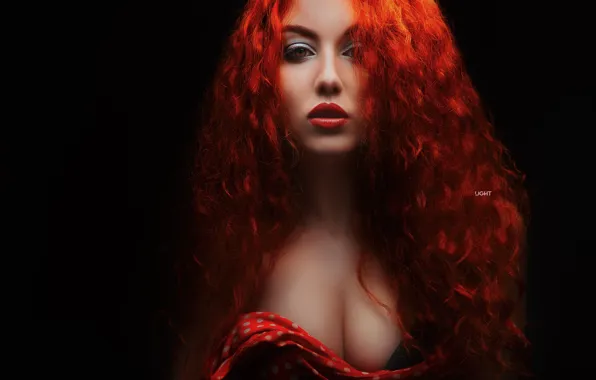 Picture chest, look, girl, face, hair, portrait, makeup, red