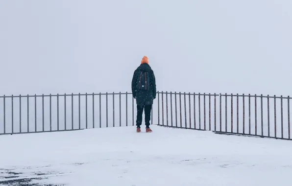 Winter, snow, the fence, people