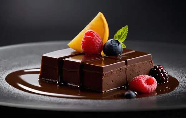 Berries, food, chocolate, dessert