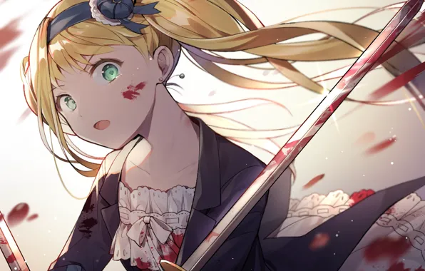Girl, Blood, Elizabeth, Kuroshitsuji, azit down