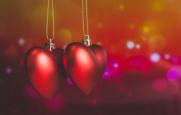 Hearts, red, love, romantic, hearts, bokeh, Valentine's Day