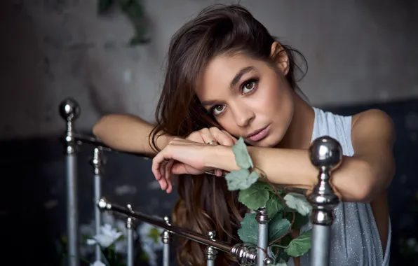 Look, girl, face, pose, hands, Karina, long hair, Sergey Smirnov