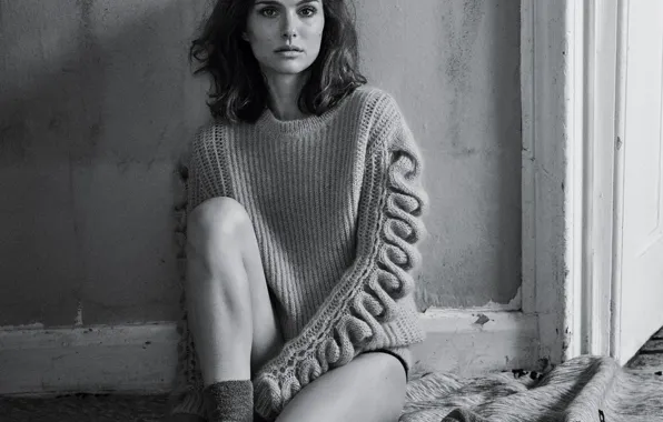 Wallpaper girl, black & white, actress, brunette, black and white