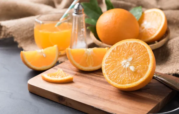 Orange, slices, Citrus