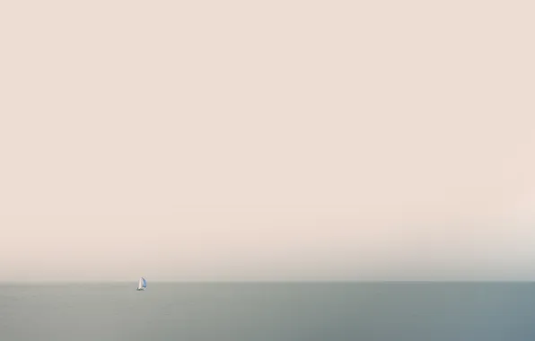 Sea, the sky, boat, horizon