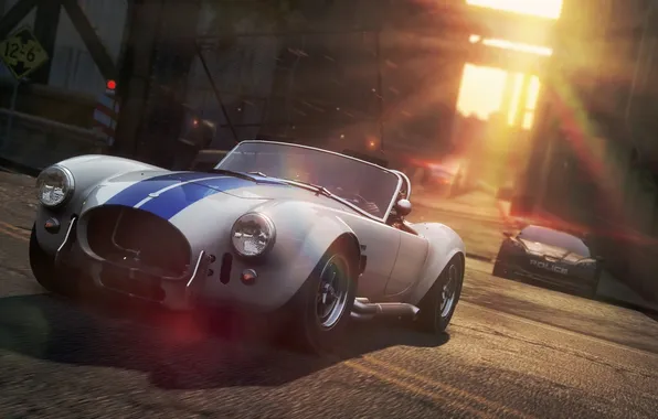 The city, race, police, chase, Chevrolet, Shelby Cobra, Need For Speed MostWanted 2