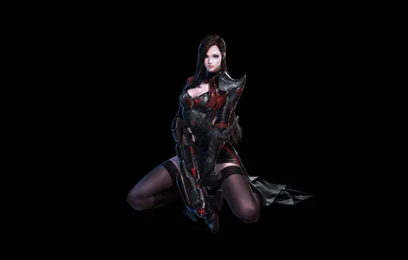 Girl, Minimalism, Black, Figure, Style, Girl, Background, Weapons