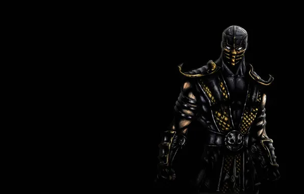 The dark background, Scorpio, ninja, scorpion, mortal kombat, ninja