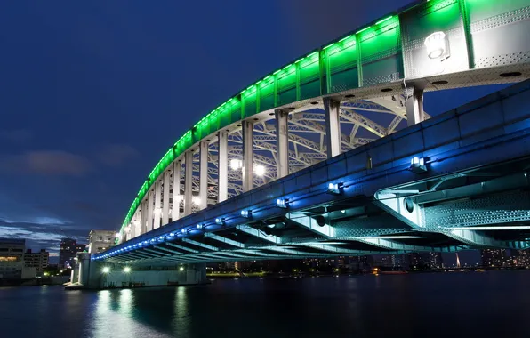 Bridge, river, Tokyo, Harumi Dori Bridge