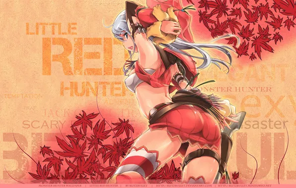 Ass, leaves, girl, Little Red Hunter