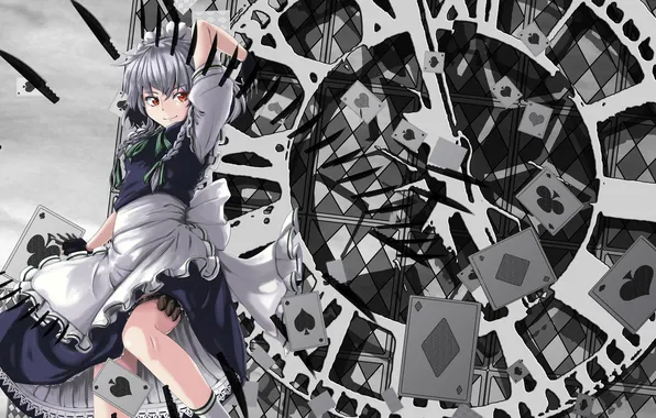 Card, girl, touhou, izayoi sakuya