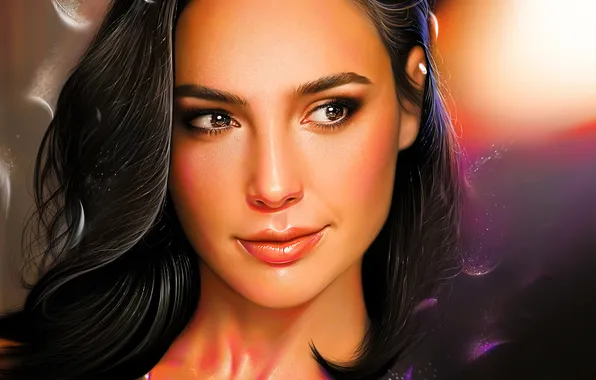 Portrait, actress, brunette, art, beauty, Gal Gadot, Gal Gadot