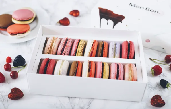 Box, cookies, set, macaroon