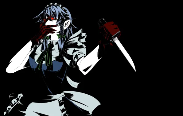 Monster, blade, red eyes, killer, the maid, in the dark, Izayoi Sakuya, with a knife