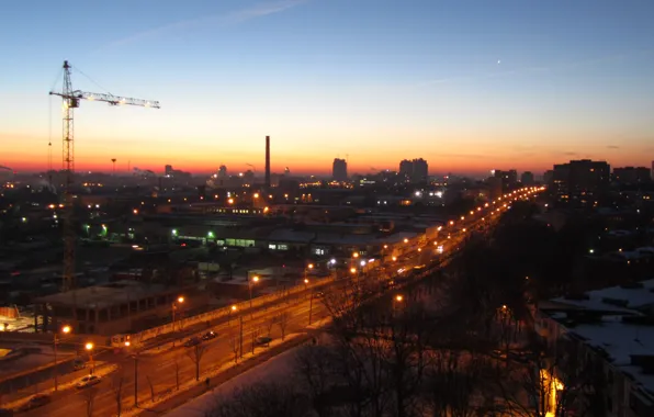 The sun, The sky, The city, Dawn, Minsk