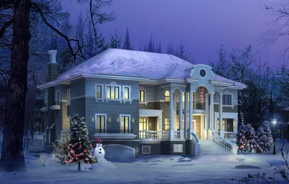 Picture winter, home, visualization